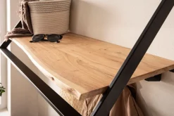 Finebuy Wandgarderobe Akazie Massivholz Metall 100cm Hängegarderobe Industrial Baumkante Sale