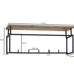 Wandgarderobe Hakenleiste Holz Metall 71 cm Garderobe mit Ablage Flur ^ Finebuy Outlet