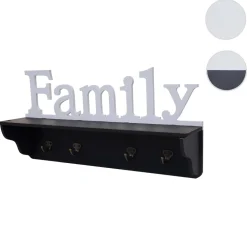 MCW Wandgarderobe -D41 Family, Garderobe Regal, 4 Haken massiv 30x60x13cm ~ schwarz/weiß Discount