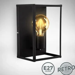 Wandleuchte, schwarz, 1xE27 max. 60W exkl. ^ B.K.Licht Outlet