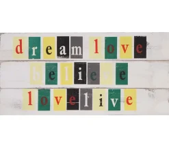 Wandschild Believe, Holzschild Dekoschild Schild, Shabby-Look Vintage mit 3 Haken 30x60cm ^ MCW