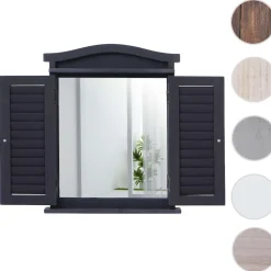MCW Wandspiegel Spiegelfenster mit Fensterläden 53x42x5cm ~ dunkelgrau