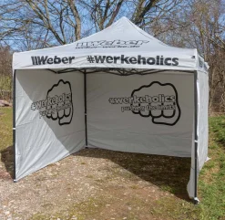 Weber #Werkeholics Easy-Up Zelt 3 x 3 m inkl. 3 Seitenwände grau ^ Weber-Werke New