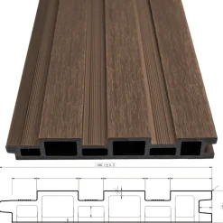 Weide WPC Wand für Carport | 5,3 Meter | 28 mm dick mit Verstärkungsstange New