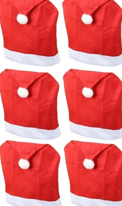 Weihnachten Stuhlhussen 6er Set I Rot I Nikolausmütze I Stuhlbezüge Esszimmer Weihnachtsdeko Weihnachtsmütze Sesselüberzug Husse für Schwingstuhl ^ Novaliv New