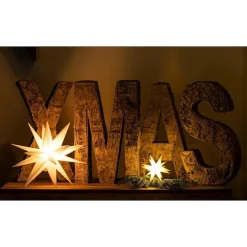 Weihnachtsstern LED Dekostern 25cm Weiss für AUSSEN Kabel mit Trafo 3D Stern 18 Zackig Leuchtstern Weihnachtslicht Winterbeleuchtung 3D Stern Weihnachtslicht Xmas Lights ^ Novaliv