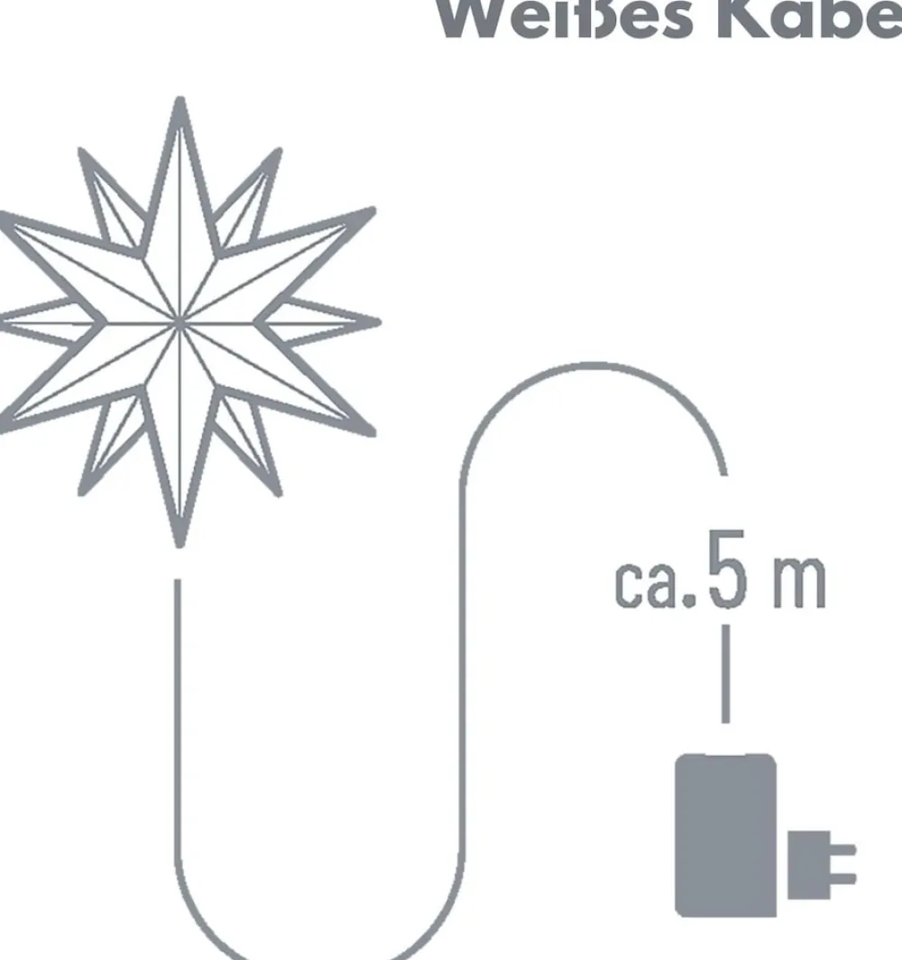 Weihnachtsstern LED Dekostern 25cm Weiss für AUSSEN Kabel mit Trafo 3D Stern 18 Zackig Leuchtstern Weihnachtslicht Winterbeleuchtung 3D Stern Weihnachtslicht Xmas Lights ^ Novaliv