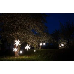 Weihnachtsstern LED Dekostern 25cm Weiss für AUSSEN Kabel mit Trafo 3D Stern 18 Zackig Leuchtstern Weihnachtslicht Winterbeleuchtung 3D Stern Weihnachtslicht Xmas Lights ^ Novaliv