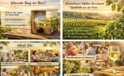 Weinhaus Müller Bornheim Pfalz Weißer Burgunder Weißwein trocken 12 % vol. 5 Liter Bag in Box Clearance