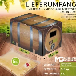Pfalz Spätburgunder Rosé Wein trocken 12,5 % vol. 5 Liter Bag in Box ^ Weinhaus Müller Bornheim Online