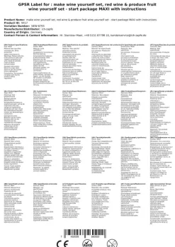 Wein selber machen, Wein selber machen Set - Startpaket MAXI mit Anleitung, Instruction language:Deutsch ^ ich-zapfe Outlet