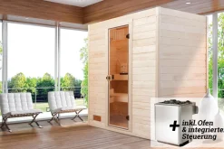 Weka Massivholz-Sauna VALIDA  Gr. 3 Sparset 9,0 kW K inkl. integrierter Steuerung, Glastür Best