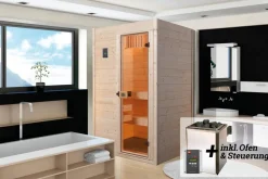 Weka Massivholz-Sauna VALIDA  Gr. 1 Sparset 4,5 kW OS inkl. digitaler Steuerung, Glastür Outlet