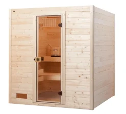 Massivholz-Sauna VALIDA  Gr. 2 Sparset 4,5 kW OS inkl. digitaler Steuerung, Glastür ^ Weka Online