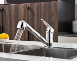 Küchenarmatur AURORA  mit ausziehbarer Handbrause Chrom ^ WELLBAD Hot