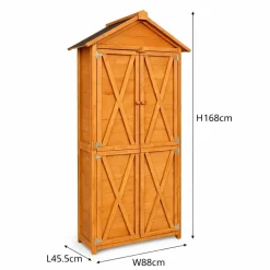 Werkzeugschrank aus Holz, ca. 88 x 45,5 x 168 cm - Braun ^ Prestige Home Living Outdoor