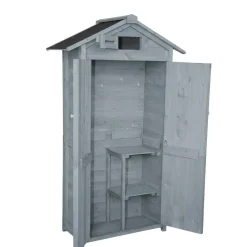 Prestige Home Living Outdoor Werkzeugschrank aus Holz, ca. 88 x 45,5 x 168 cm - - Fenster Grau Best