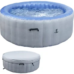Whirlpool -N97, Ersatz-Pool 5 Personen, In-/Outdoor aufblasbar PVC laminiert, rund Ø198cm, grau-blau ^ MCW Hot