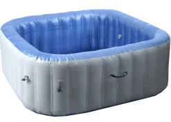 Whirlpool -N97, Ersatz-Pool 5 Personen, In-/Outdoor aufblasbar PVC laminiert, eckig 180cm, grau-blau ^ MCW New