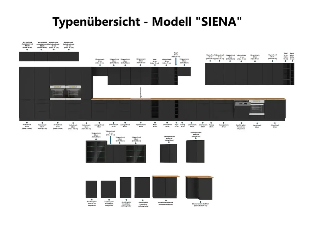 Winkelküche ARONA SIENA 350x290 Küchenzeile Eckküche Küche Kaschmir XL Stauraum ^ Küchen-Preisbombe Online