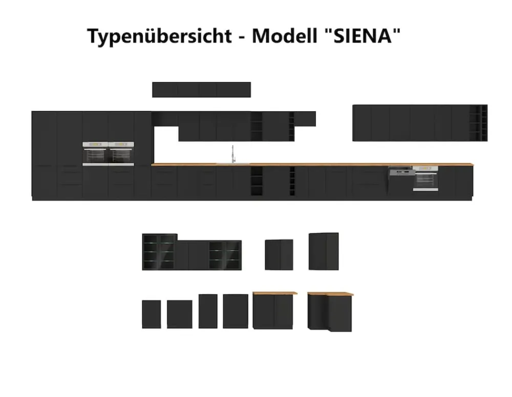 Winkelküche ARONA SIENA 350x290 Küchenzeile Eckküche Küche Kaschmir XL Stauraum ^ Küchen-Preisbombe Online
