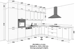 Winkelküche ARONA SIENA 350x290 Küchenzeile Eckküche Küche Kaschmir XL Stauraum ^ Küchen-Preisbombe Online