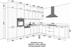 Winkelküche ARONA SIENA 350x290 Küchenzeile Eckküche Küche Kaschmir XL Stauraum ^ Küchen-Preisbombe Online