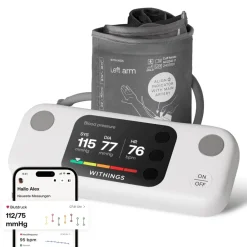 BPM Vision Oberarm-Blutdruckmessgerät (Smartes Blutdruckmessgerät, bis zu 8 Personen können ihre Messwerte mit der (-) App erfassen, 2,8 Zoll LCD-Farbbildschirm, TripleTrust™-Messung, FlexiFit™ Manschette, einfache Blutdruckmessungen und E ^ Withings Discount