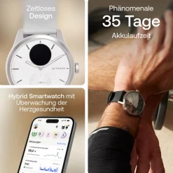 Withings ScanWatch 2 - 42 mm Pearl White Smartwatch (Herzfrequenzmessung) Outlet