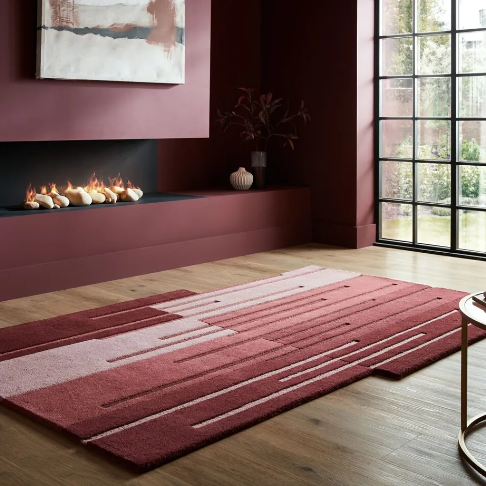 KADIMA DESIGN Wollteppich abstrakt 150 x 240 cm - HALLEIN | Rot New