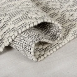 KADIMA DESIGN Wollteppich geometrisch 80 x 150 cm - ROTHER | Hellgrau Clearance