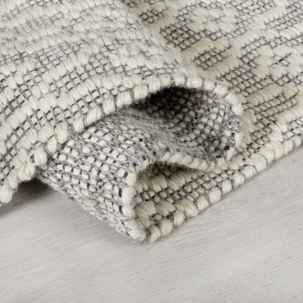KADIMA DESIGN Wollteppich geometrisch 80 x 150 cm - ROTHER | Hellgrau Clearance