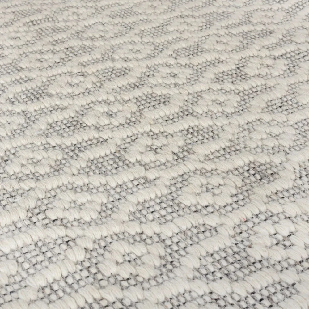 KADIMA DESIGN Wollteppich geometrisch 80 x 150 cm - ROTHER | Hellgrau Clearance