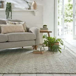 KADIMA DESIGN Wollteppich geometrisch 80 x 150 cm - ROTHER | Hellgrau Clearance