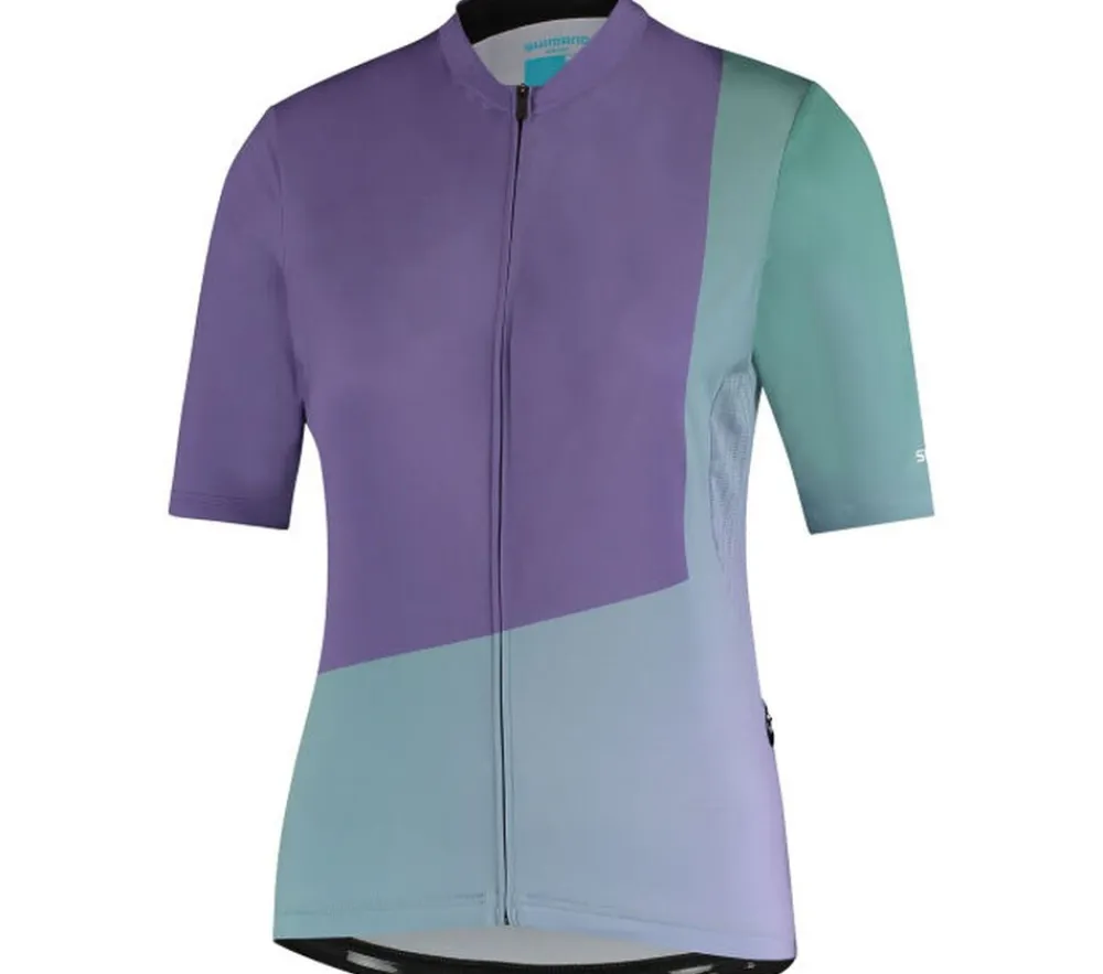 Woman' UMIRE hort leeve Jerey, Purple Green ^ Shimano