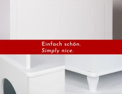 WONDERMAKE® Katzenschrank für Katzentoilette groß aus Holz, Katzenklo-Schrank Kommode XL, Design Katzen-Haus Toilette Klo Waschbecken-Unterschrank für Bad, 73,5 x 51,5 x 57 cm, weiß New
