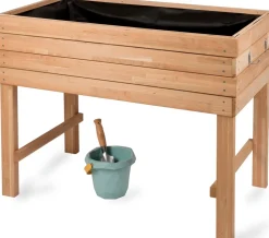 WONDERMAKE® Premium Hochbeet aus Kirschbaum Holz groß für Garten Balkon Terrasse, Pflanzkasten Bausatz XL hochwertig rechteckig mit Vlies-Folie, Kräuterbeet Pflanzenkasten deko, braun Discount