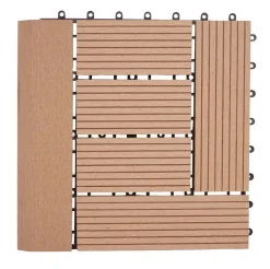 MCW WPC Bodenfliese Sarthe + Abschluss, Holzoptik Balkon/Terrasse, 11x je 30x30cm = 1qm Premium ~ teak versetzt Online