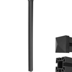 WPC-Pfosten Savoie-WPC-Zaun, Pfeiler Pfahl, Stecksystem 1,88m ~ anthrazit ^ MCW Outlet