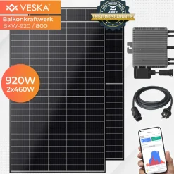 920 W / 600 W Balkonkraftwerk Photovoltaik Solaranlage Steckerfertig WIFI Smart ^ Veska Clearance