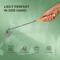 2x Aschekratzer mit Holzgriff Schürhaken Kohleschieber Feuerkratzer Glutschieber Kaminzubehör Kaminbesteck Stocheisen (2, Aschenkratzer) ^ Novatool Hot