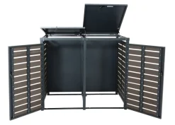 MCW XL 2er-/4er-Mülltonnenverkleidung -K14, Mülltonnenbox, 119x140x102cm WPC Metall 86kg ~ anthrazit Clearance