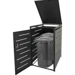 XL 1er-/2er-Mülltonnenverkleidung -E83, Mülltonnenbox, erweiterbar 116x71x98cm ~ anthrazit, Stahl 39kg ^ MCW New