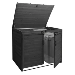 MCW XL 2er-/4er-Mülltonnenverkleidung -H75b, Mülltonnenbox, erweiterbar 138x138x105cm Holz MVG-zertifiziert ~ anthrazit New