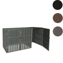 XL 1er-/2er-WPC-Mülltonnenverkleidung Erweiterung -J28, Mülltonnenbox, Metall Holzoptik ~ anthrazit ^ MCW Clearance