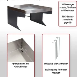 XL Mähroboter-Garage mit Pflanzkasten -G60, Dach Unterstand für Rasenmäher, Metall 47x70x100cm ~ anthrazit ^ MCW Sale