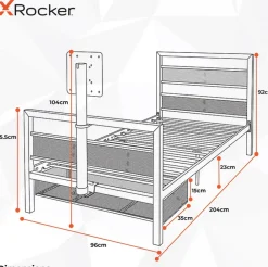 XROCKER Basecamp - Gaming Metallbett für Kinder & Teenager mit TV-Halterung - Schwarz Sale
