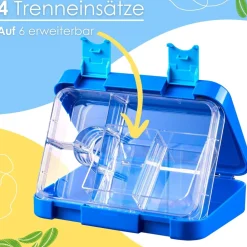 Ecosa yummy buddy Kinder Brotdose 6 Fächern Klick-Verschluss BPA-Frei Blau Clearance