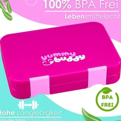 Ecosa yummy buddy Kinder Brotdose 6 Fächern Klick-Verschluss BPA-Frei Pink Clearance