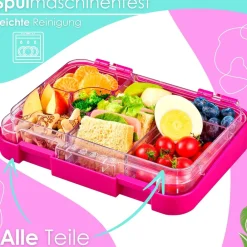 Ecosa yummy buddy Kinder Brotdose 6 Fächern Klick-Verschluss BPA-Frei Pink Clearance